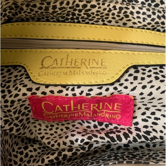 Catherine Malandrino Diamond Quilted Yellow Tote Ladies Handbag Vegan Leather - Picture 11 of 14